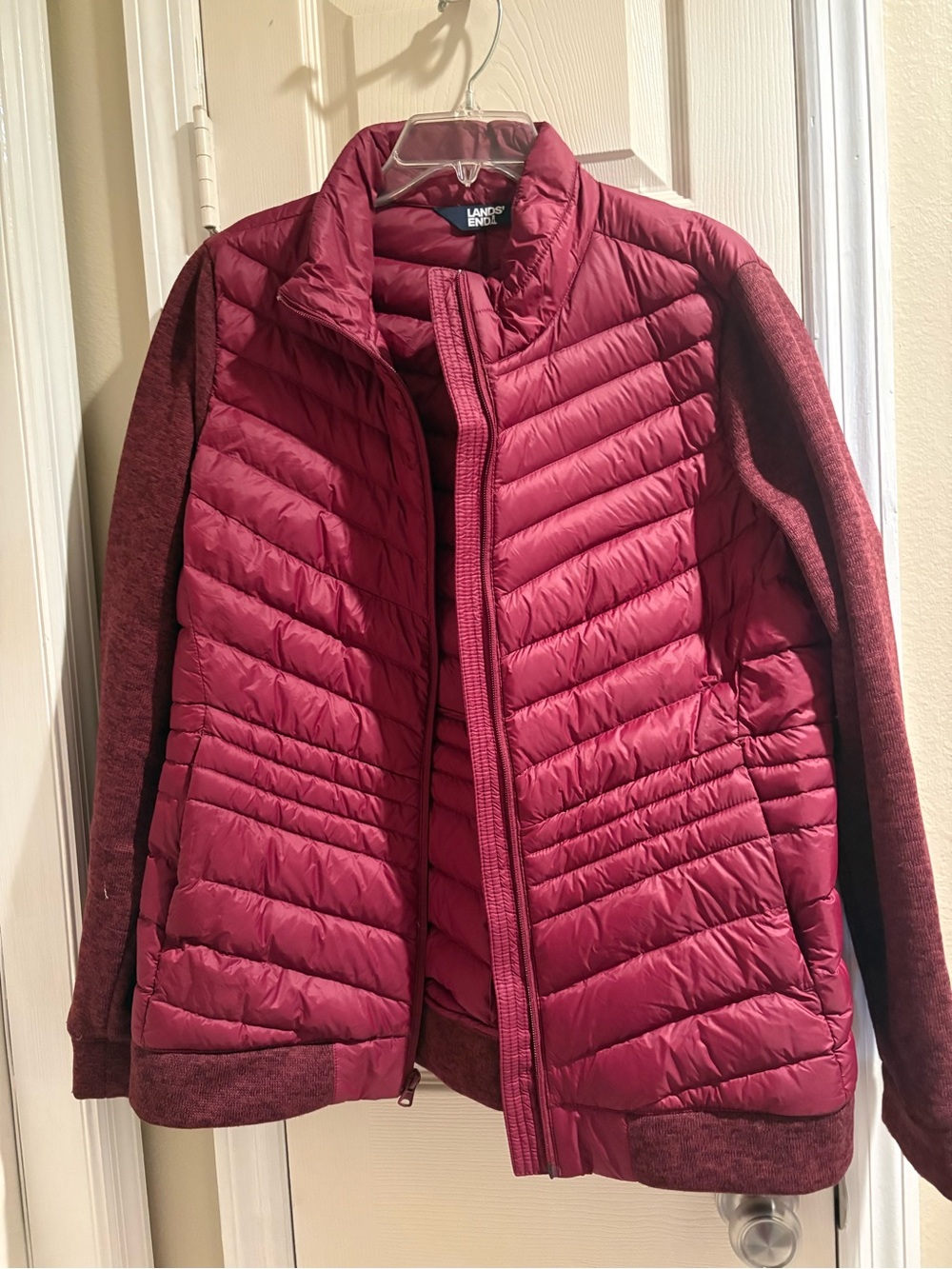 Lands' End Women's Quilted Hybrid Jacket - Burgundy